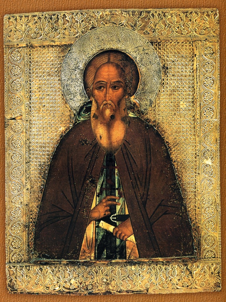 Преподобный Сергий Радонежский. Икона середины 16 века. Ризница Троице-Сергиевой Лавры