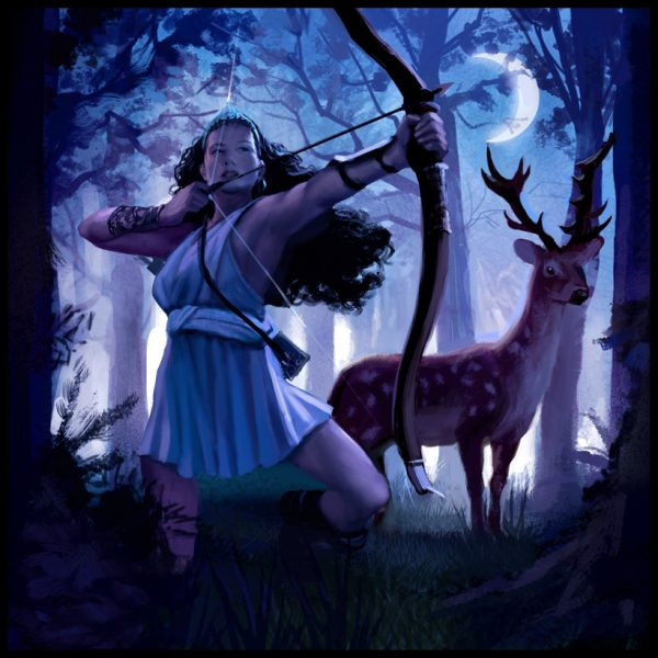 Богиня Диана с луком и оленем