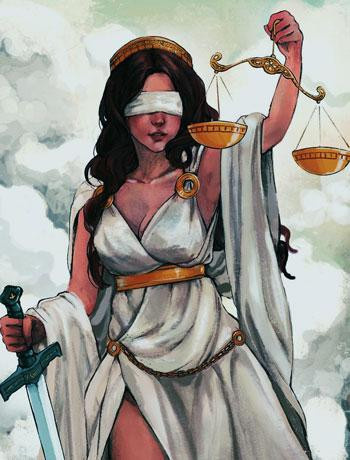 Фемида в древнегреческой мифологической традиции Титанидов, богиня справедливости и покровительница прав, вторая жена Зевса, дочь Урана и Геи