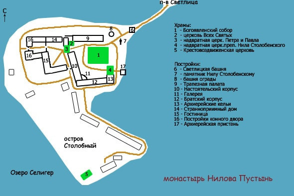 карта скита монастыря нила