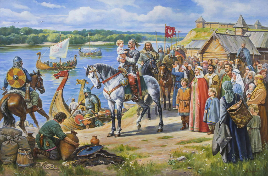 Княгиня Ольга сопровождает Святослава в походе, 964 год. Капюшон. А. О. Орленов