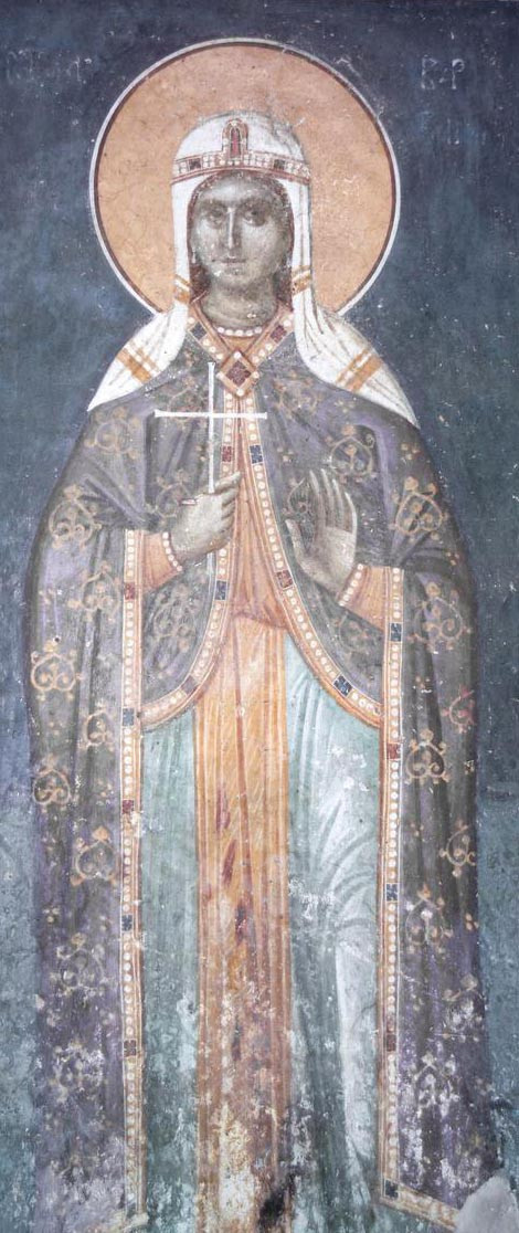 Святая великомученица Варвара. Фреска из Благовещенской церкви. Грачаница. Косово. Сербский. Около 1318 г
