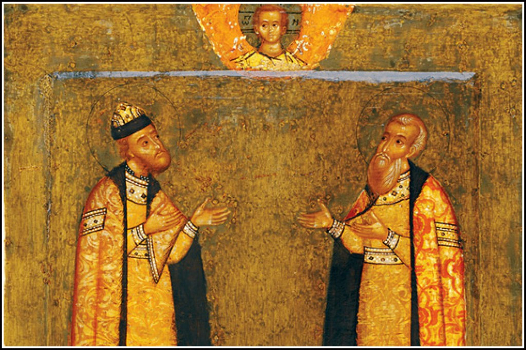 Замечательные труженики черниговские князь Михаил и боярин Феодор. Фрагмент иконы