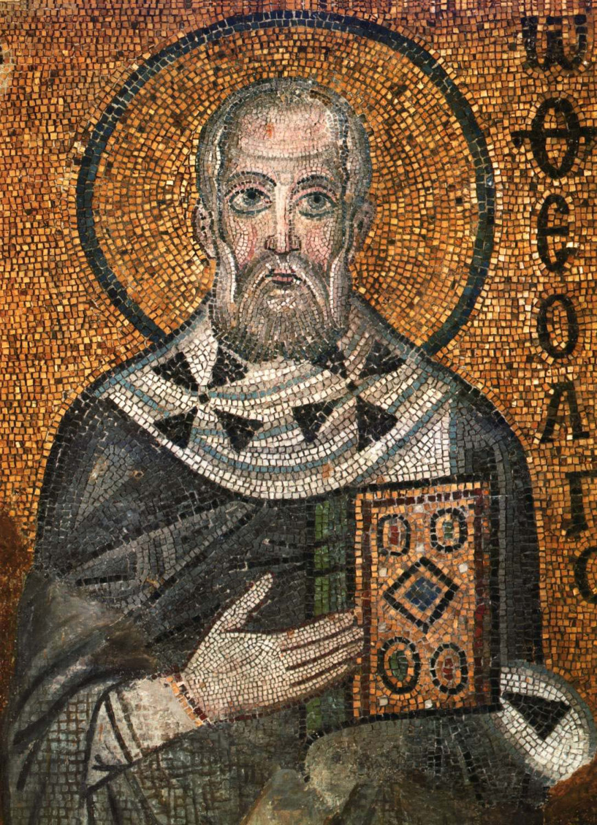 Св. Григорий Богослов. Фрагмент мозаики собора Святой Софии в Киеве, XI век.