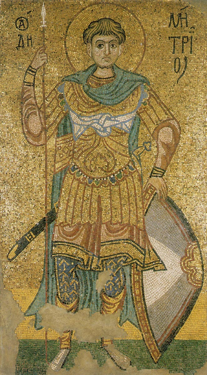 Святой великомученик Димитрий Солунский. Мозаика собора Златоверхого монастыря Сан-Мигель. Киев, 1108-1113 гг