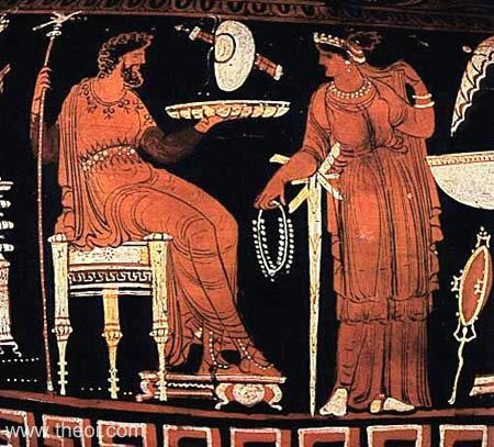Аид с Персефоной (фрагмент чаши 4 века до н.э., выставлен в Британском музее)