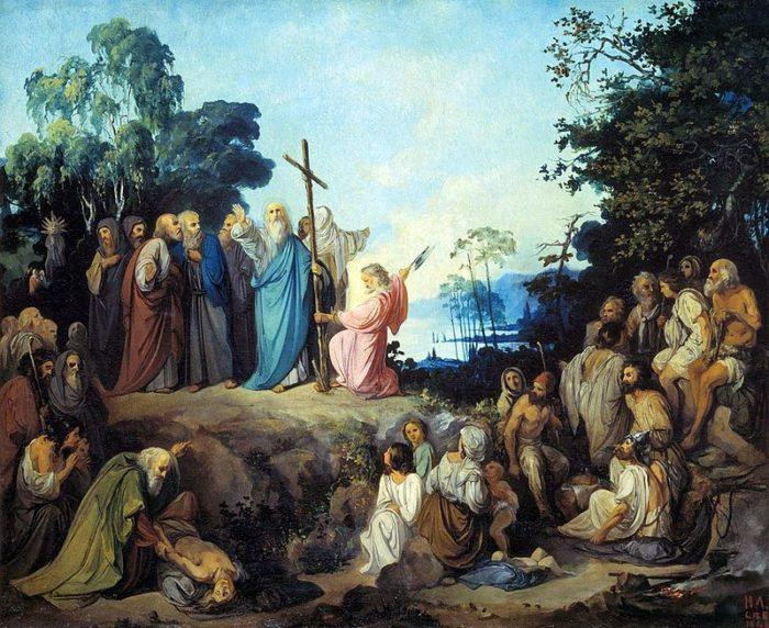 Рисунок 2. Апостол Андрей Первозванный, висящий на кресте на горе в Киеве. Николай Ломтев