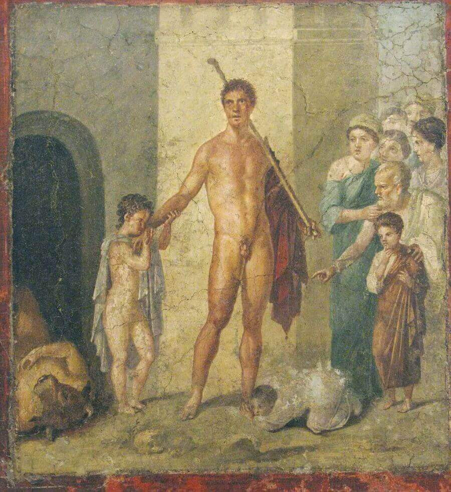 Тесей Освободитель. Фреска в Помпеях