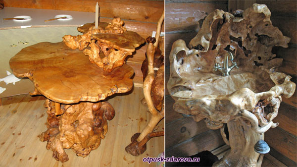 Деревянный стол и раковина