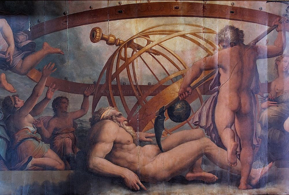 Джорджо Вазари «Кронос скопирует Урана», XVI век Местонахождение: Палаццо Веккьо, Флоренция, Италия