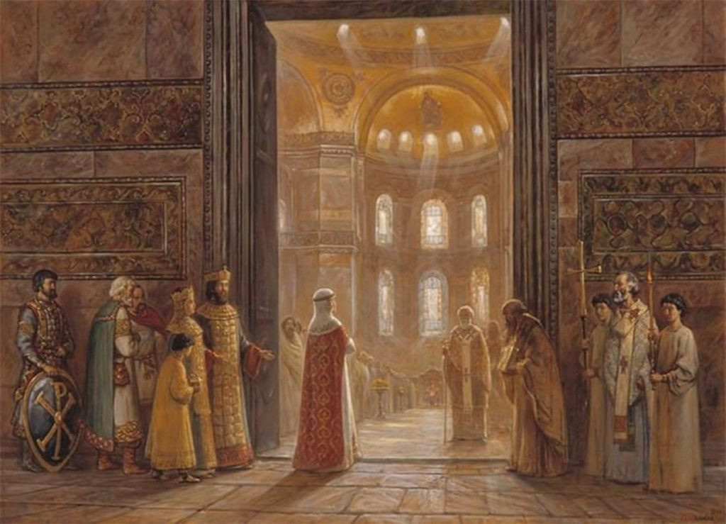 Ольга стройная входит в церковь Святой Софии в Константинополе. И. Машков