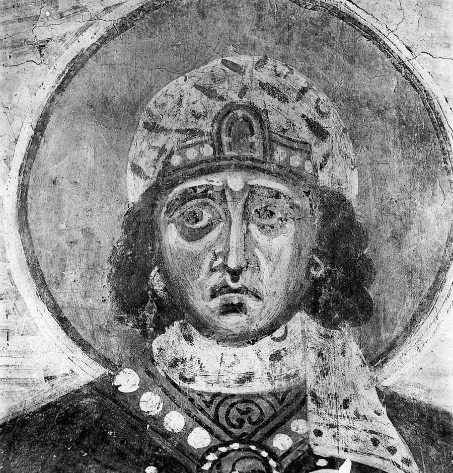 Святая великомученица Варвара. 1199 г. Новгород, Спасская церковь в Нередице. Фреска на склоне арки у южной стены